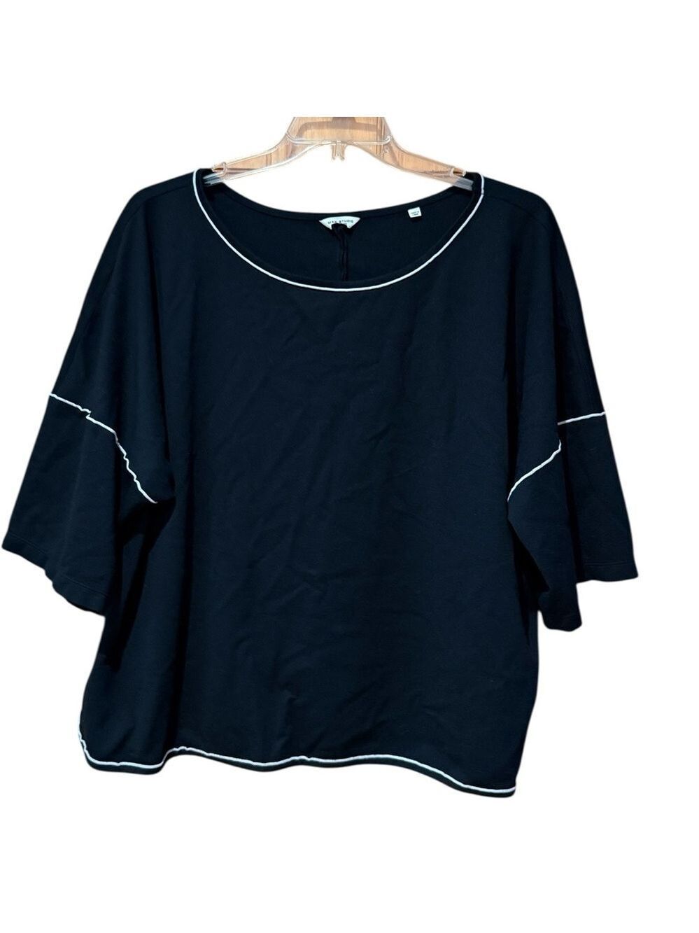 Max Studio Black Top with White Accents